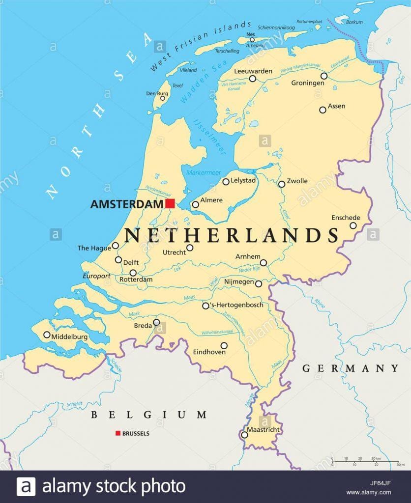 Kort af Rotterdam og amsterdam