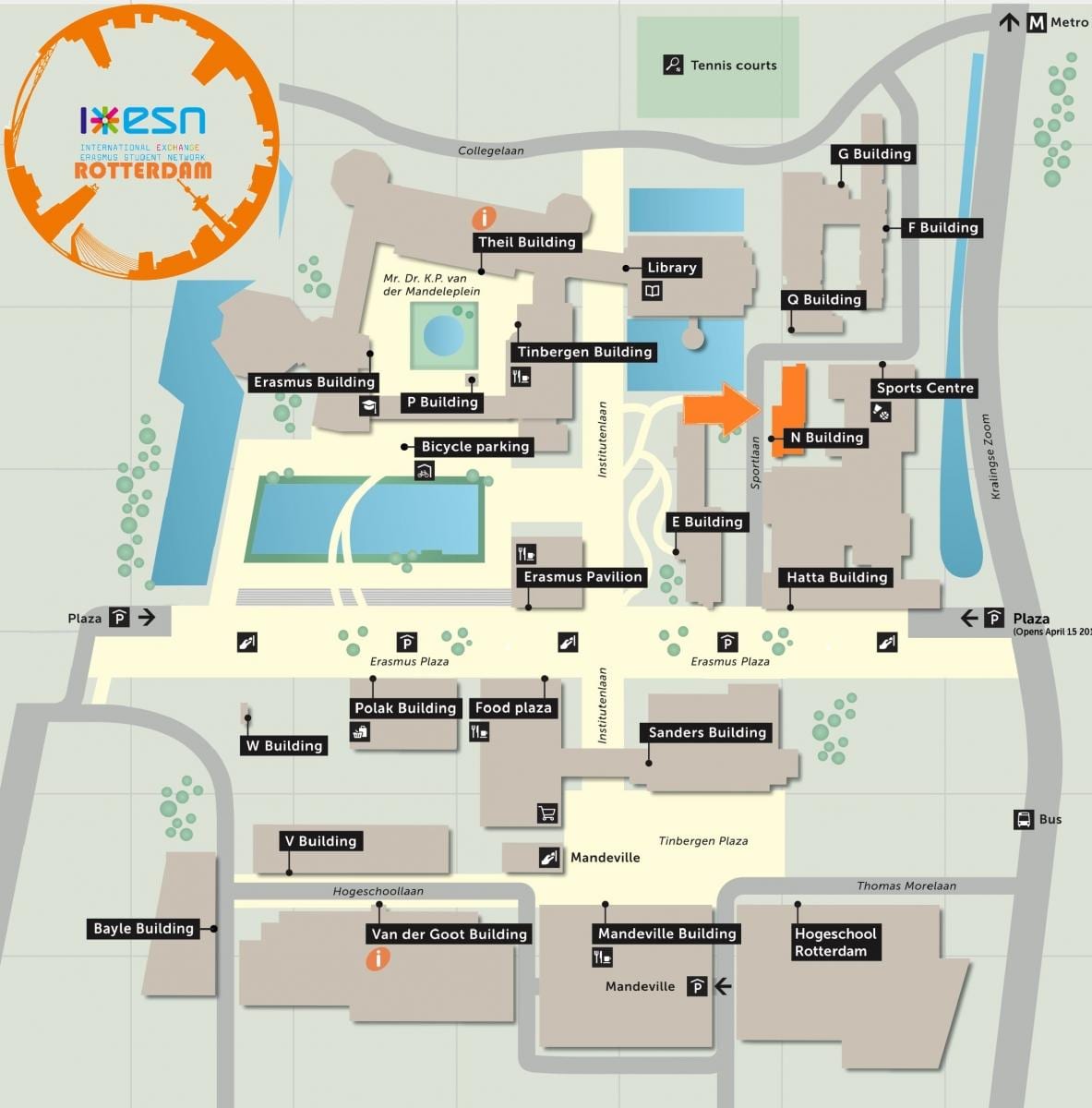 Kort af konur háskóla Rotterdam
