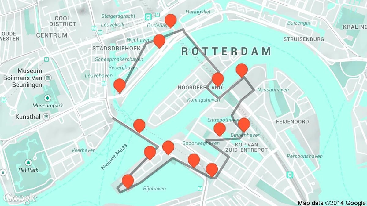Kort af Rotterdam arkitektúr 