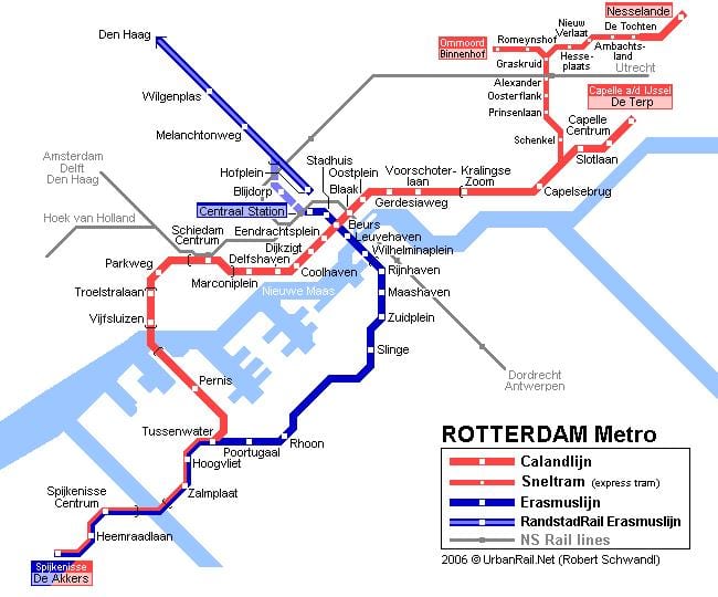 Rotterdam almenningssamgöngum kort