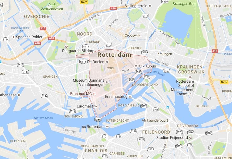 Rotterdam miðstöð kort