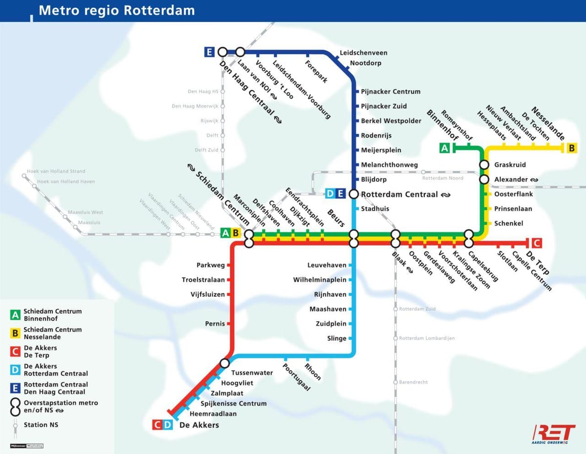 Rotterdam neðanjarðar kort